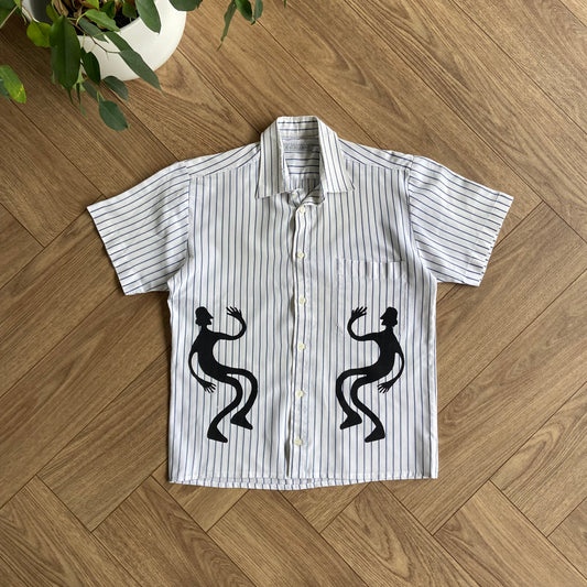 Stingray Reimagined “Stan” Short Sleeve Shirt, Size S White Blue Stripes