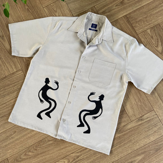 Stingray Reimagined “Stan” Short Sleeve Shirt, Size M Beige