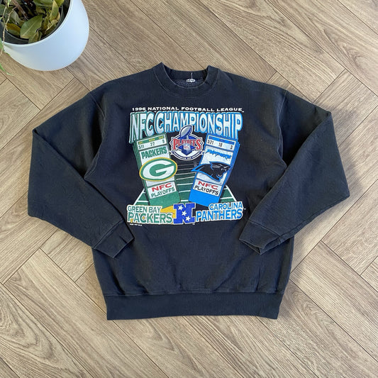 Vintage Green Bay Packers Sweatshirt 90s Size L Black Heavyweight NFL