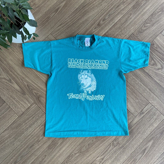 Vintage Girl Scout Single Stitch Graphic T Shirt 90s Size L Green