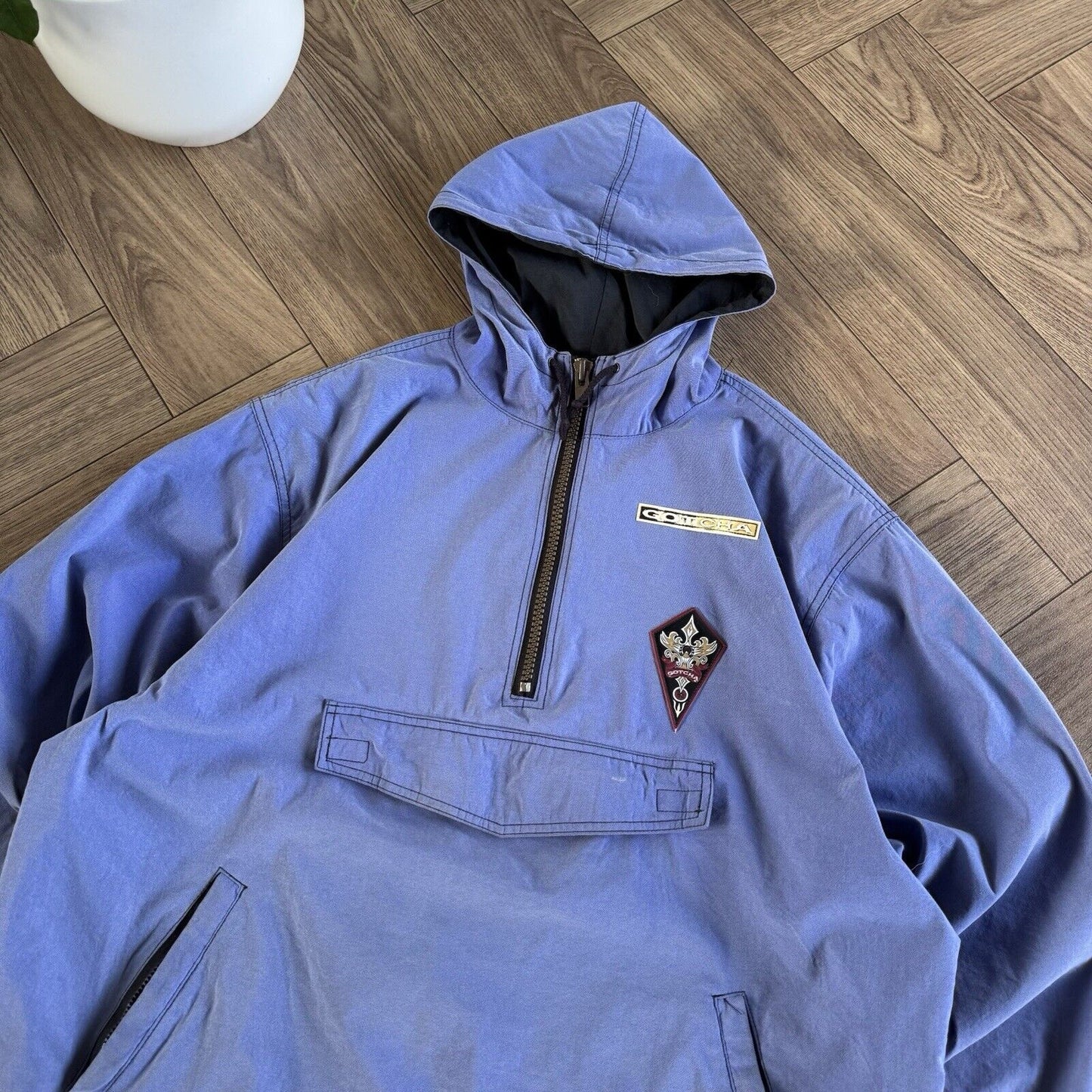 Vintage Gotcha Pullover Jacket Size L 90s Blue Skate Surf Smock