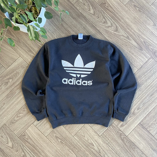 Vintage Adidas Originals Sweatshirt 90s Size M Black Graphic Spellout