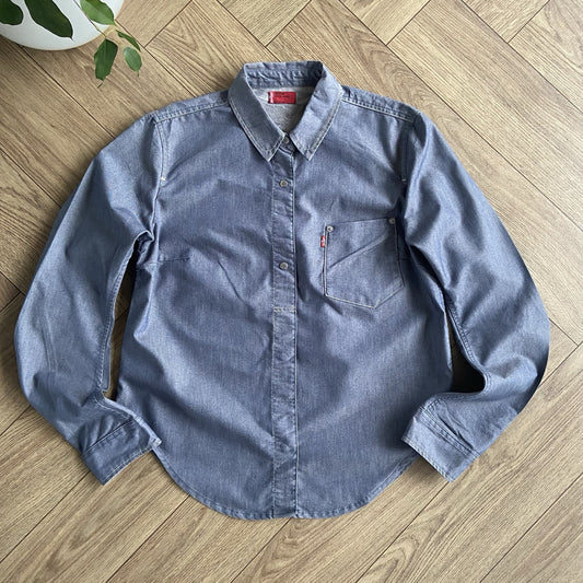 Vintage Levi’s Engineered Denim Shirt Y2K Size L Asymmetric Twisted