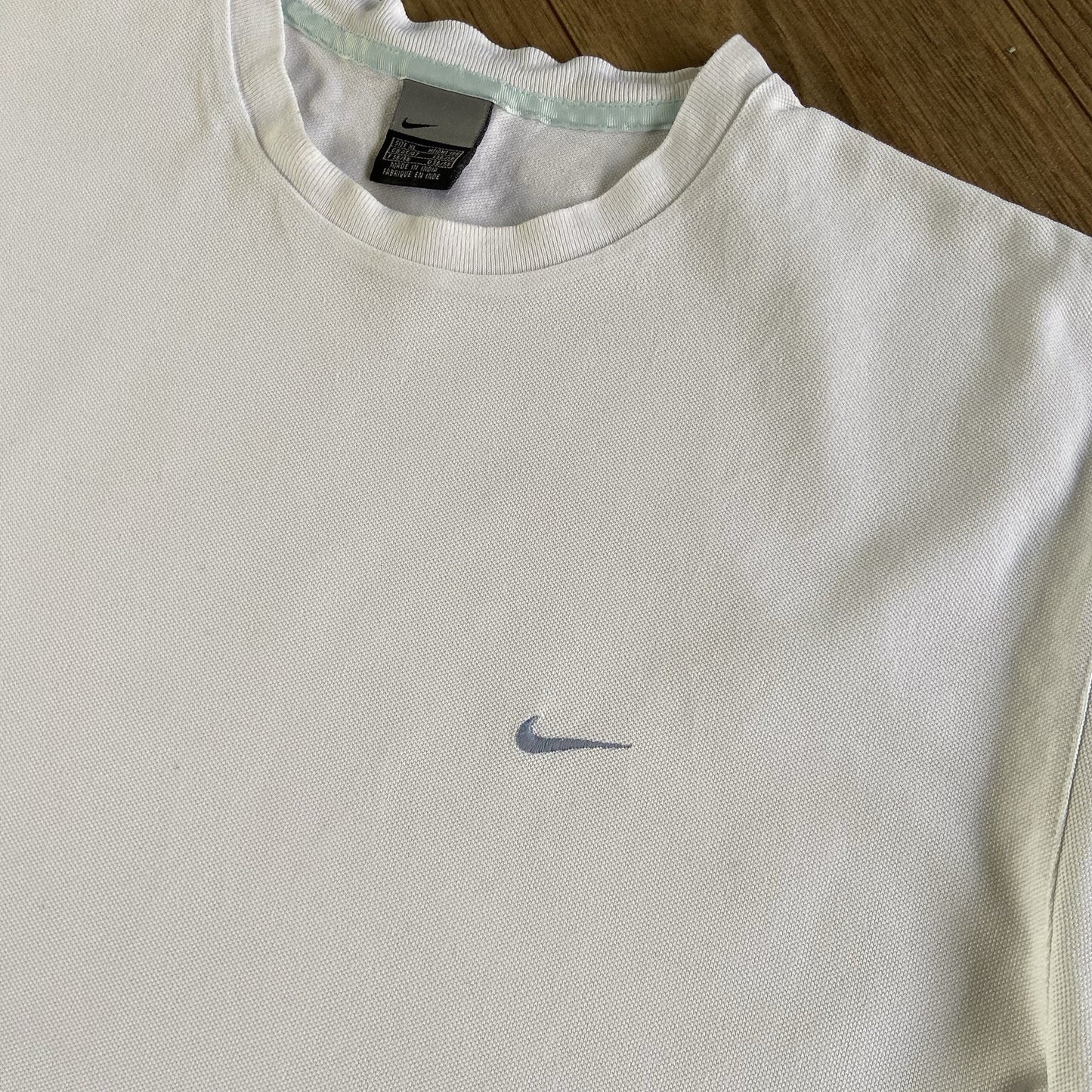 Vintage White Nike T Shirt Y2K Size XL Embroidered Heavy Cotton