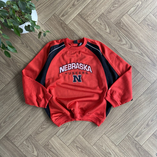 Vintage Nebraska Huskers NFL Sweatshirt Size XL Y2K Red Black Embroidered