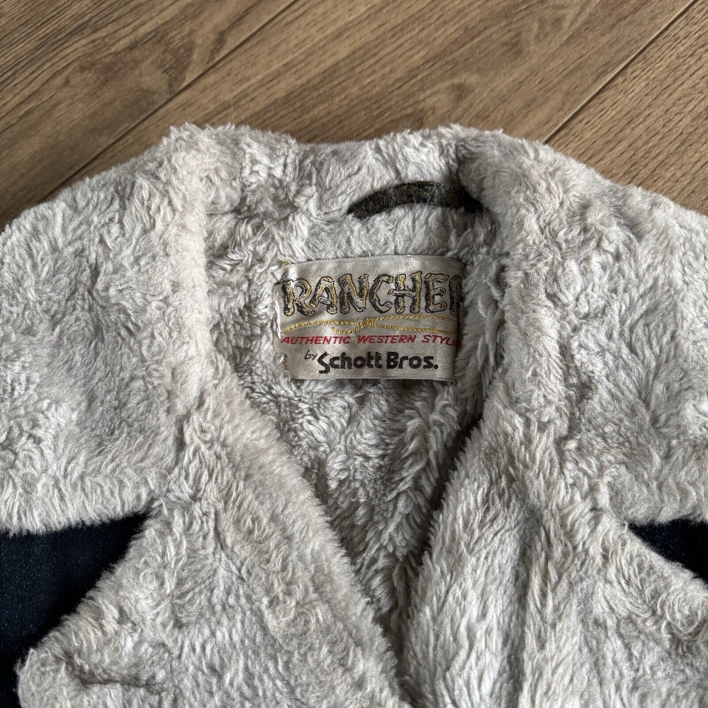 Vintage Schott Rancher Suede Jacket 70s Women’s Size M Navy Western Shearling