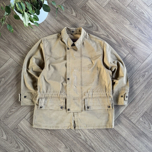 Vintage Marlboro Classics Utility Jacket 80s Size XL Beige Canvas Workwear