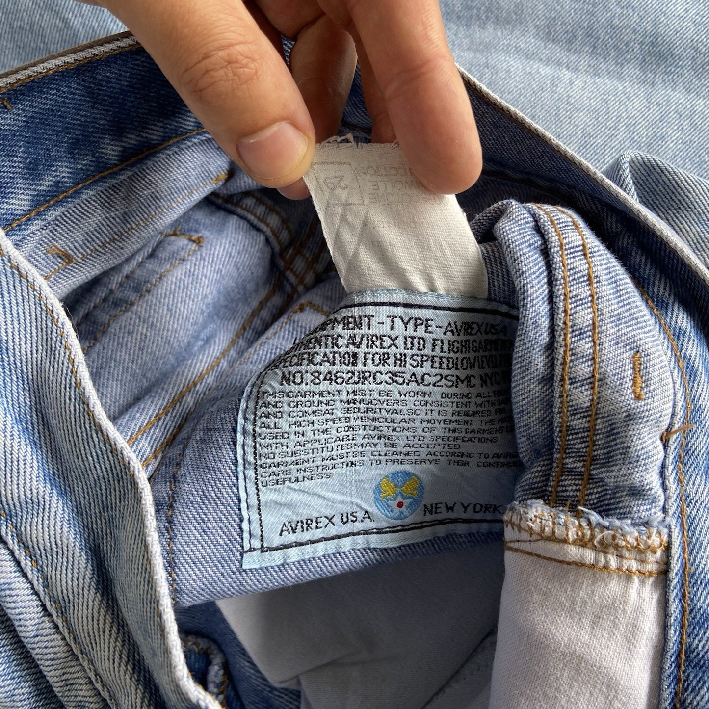 Vintage Avirex Blue Jeans 80s W25 L27.5 Stonewashed Straight Leg High Waist