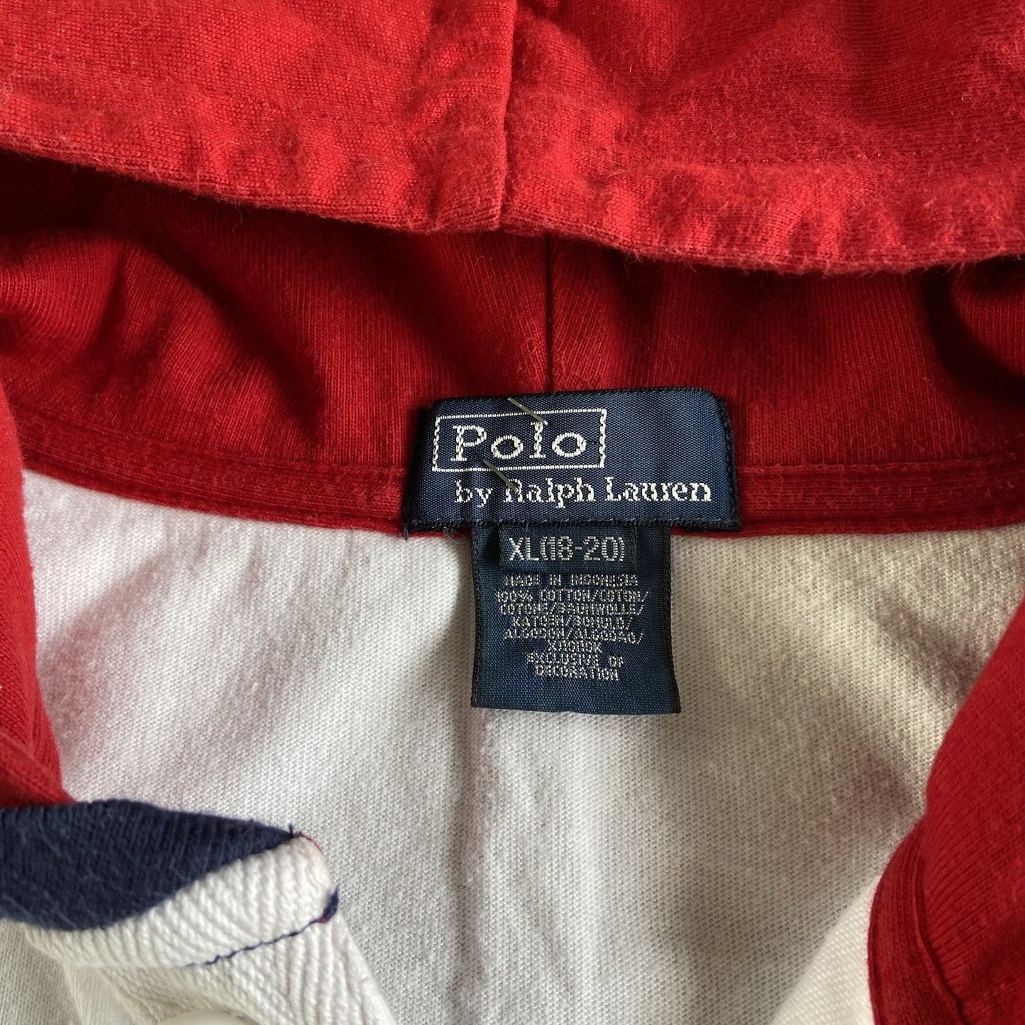Vintage Polo Ralph Lauren Hoodie Fits M 90s Hockey Pullover Rare White Red Navy