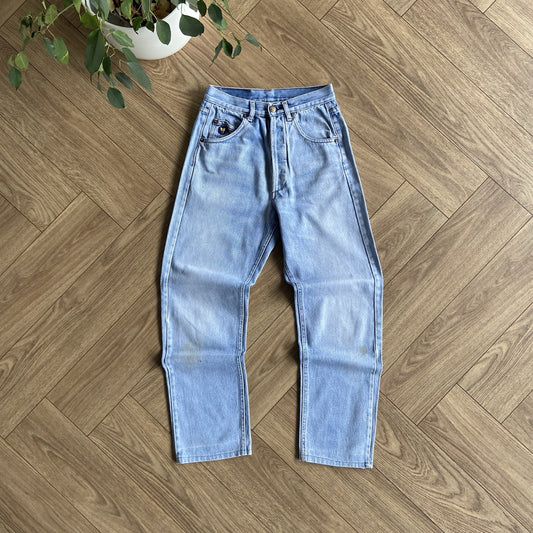 Vintage Avirex Blue Jeans 80s W25 L27.5 Stonewashed Straight Leg High Waist