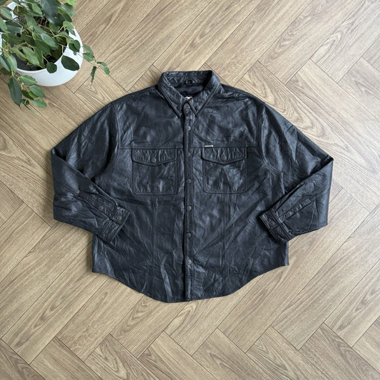 Vintage Harley Davidson Leather Jacket 80s Size XL Biker Shirt Black