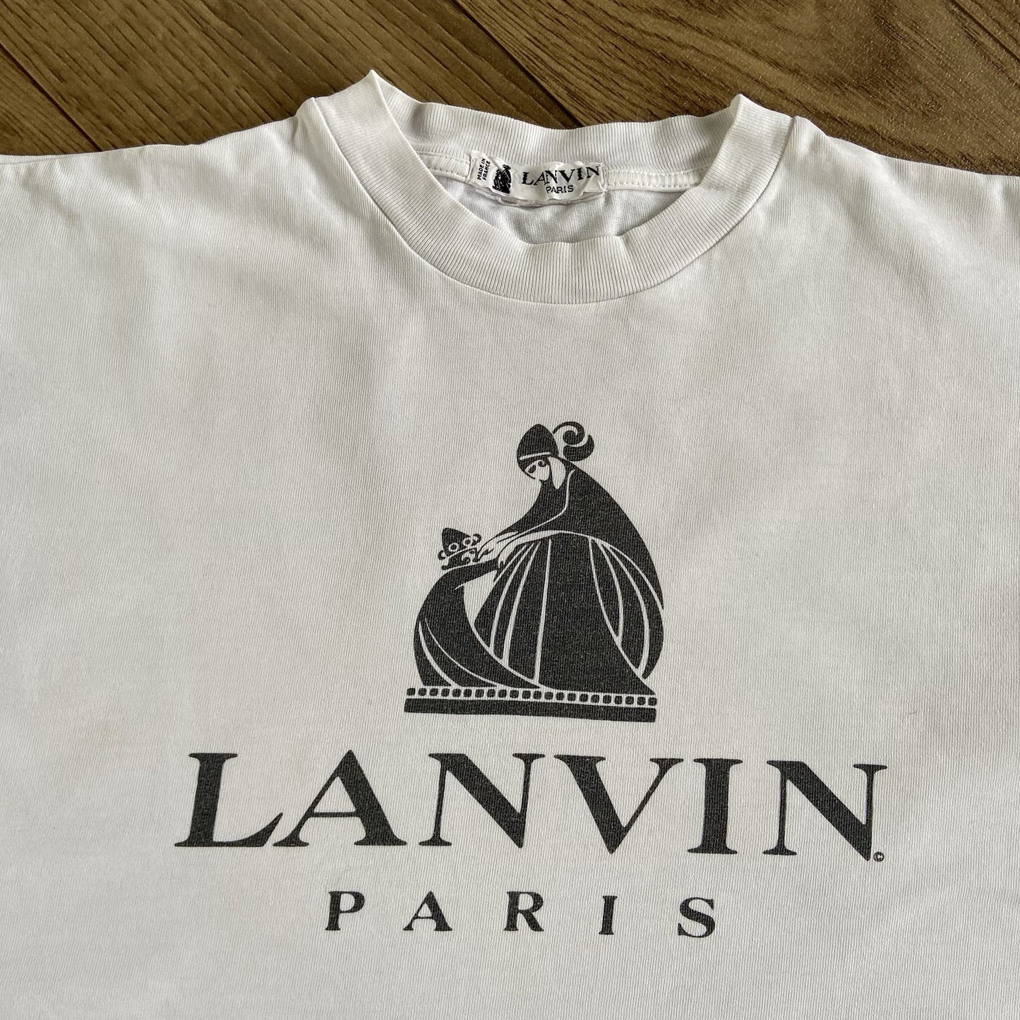 Vintage White Lanvin T Shirt 90s Size L Graphic Print Designer French