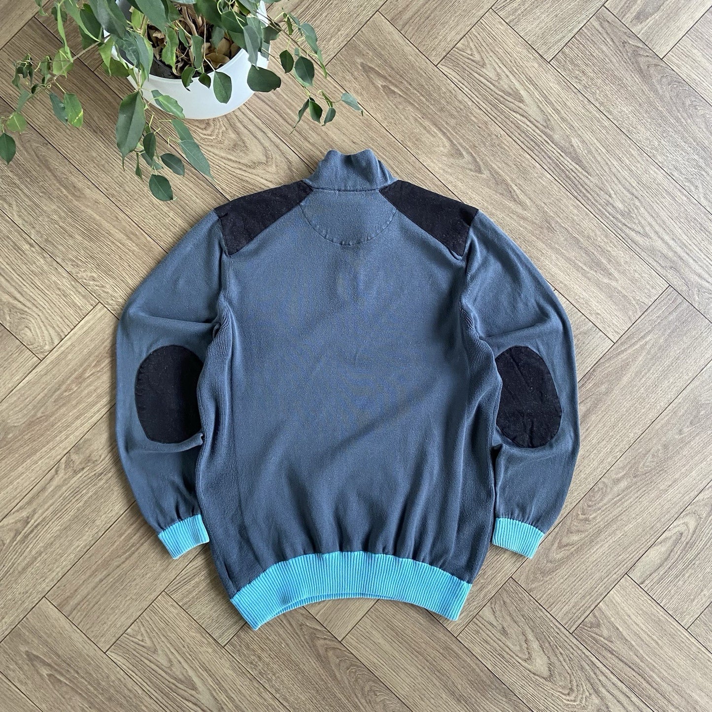Vintage Nike Golf Knit Jumper Size L Quarter Zip Navy Blue Grey